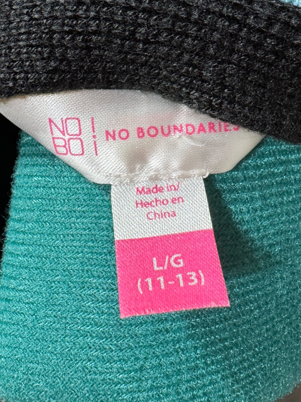 No Boundaries Patterned Open-Front Cardigan Sweater in Black, White & Pastel - Picture 5 of 11